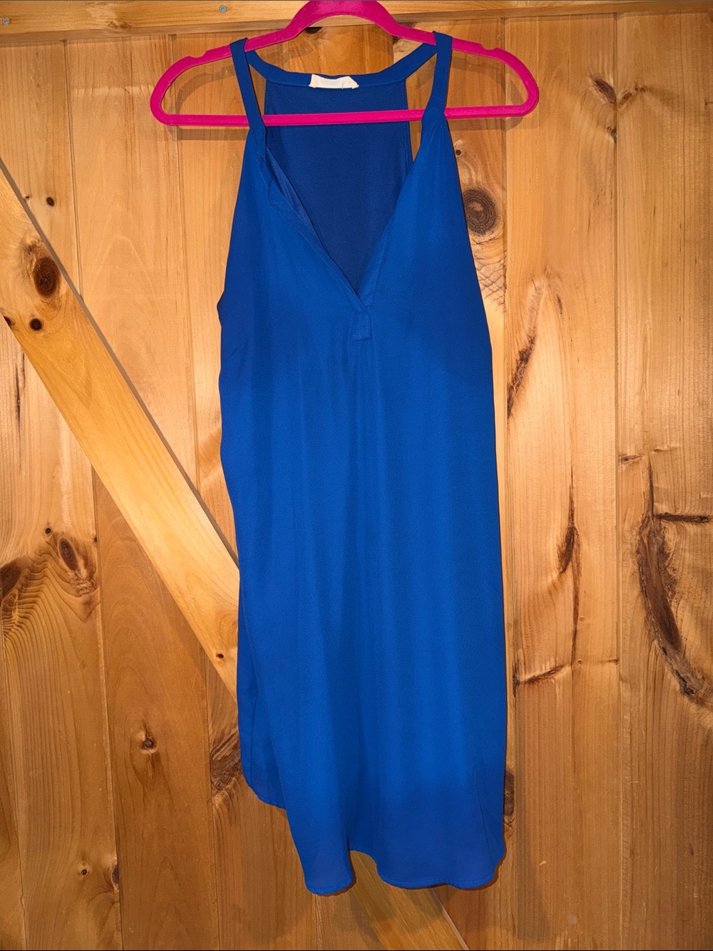 Stella Luce V-Neck Midi Slip Dress in Cobalt Blue